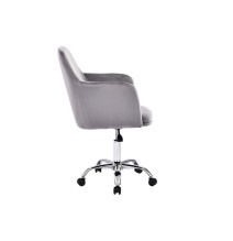 Silla de Oficina en Terciopelo Gris con Patas Metálicas - 94/80x55x54 cm, Estilo Elegante y Confortable.