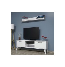 Mueble de TV con Estante Hecho en Melamina Blanco, 150x30x50.6 cm