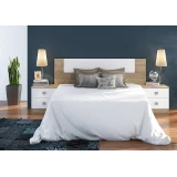 Conjunto dormitorio de Cabecero + 2 mesitas de noche color cambrian y blanco.